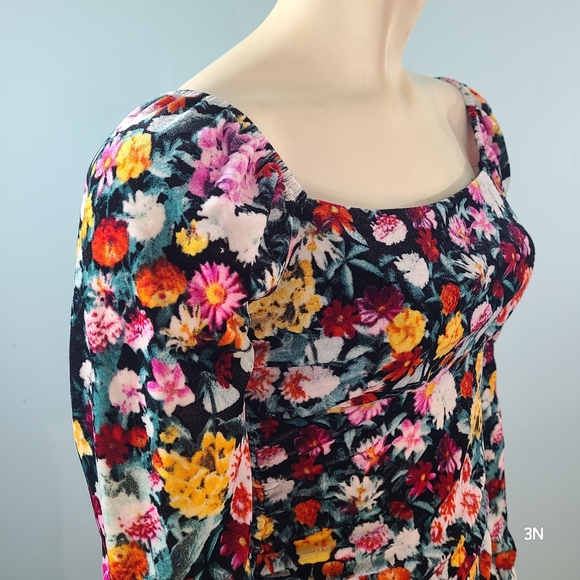 Wild Fable Velvet Floral Mini Dress with Long Sleeves, S - Picture 6 of 10